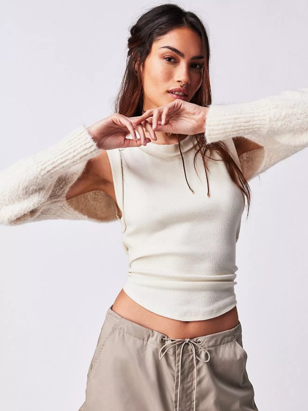 Free People Prima Donna Knit Bolero - Cream - One Size